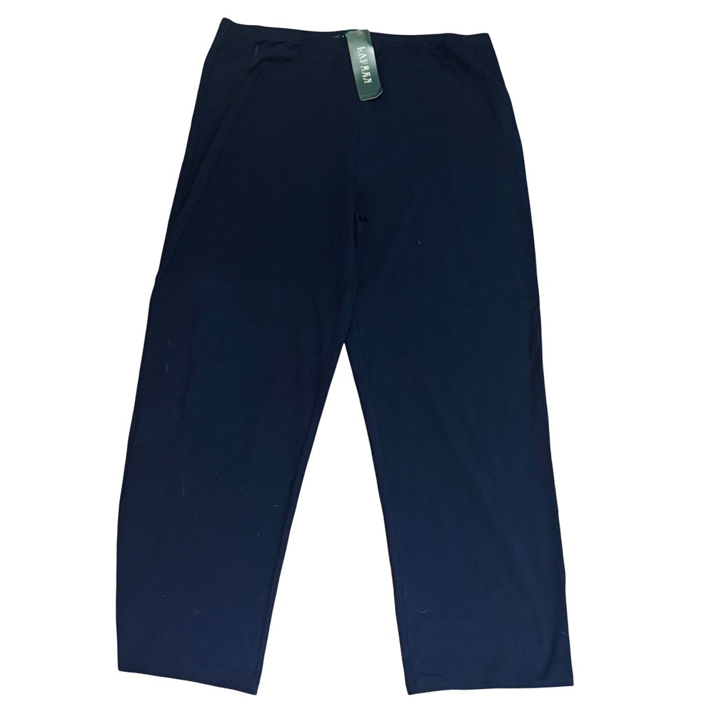 Lauren Ralph Lauren Knit Pants Straight Leg Navy Blue Women XL 28 Inseam